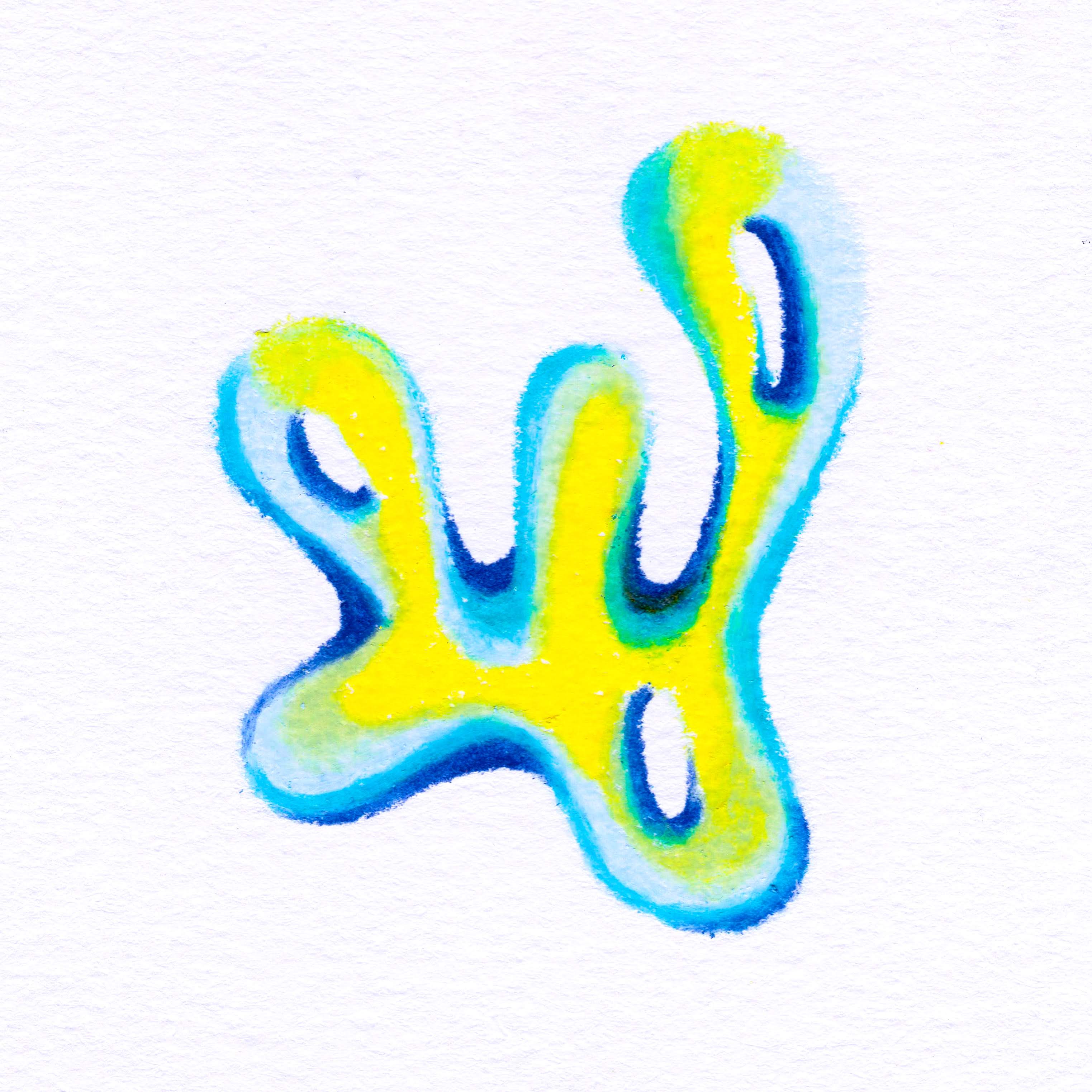 A W-shaped blob in shades of yellow, light blue, and deep blue. 189/365 of the 000/365 collection by charming cavatica