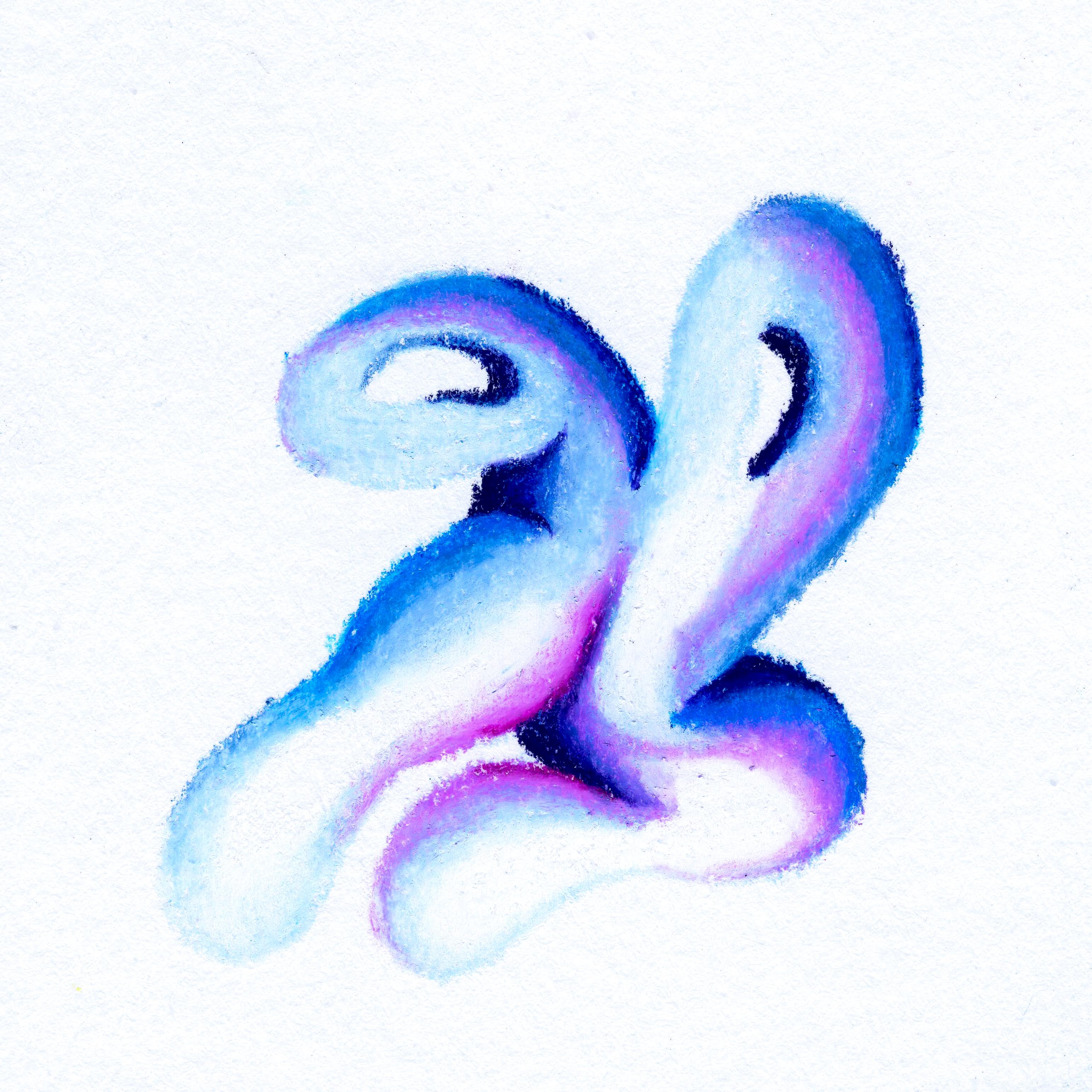A blue and purple coloured blob, appearing as if outstretching long legs in a dance-like formation. 206/365 of the 000/365 collection by charming cavatica