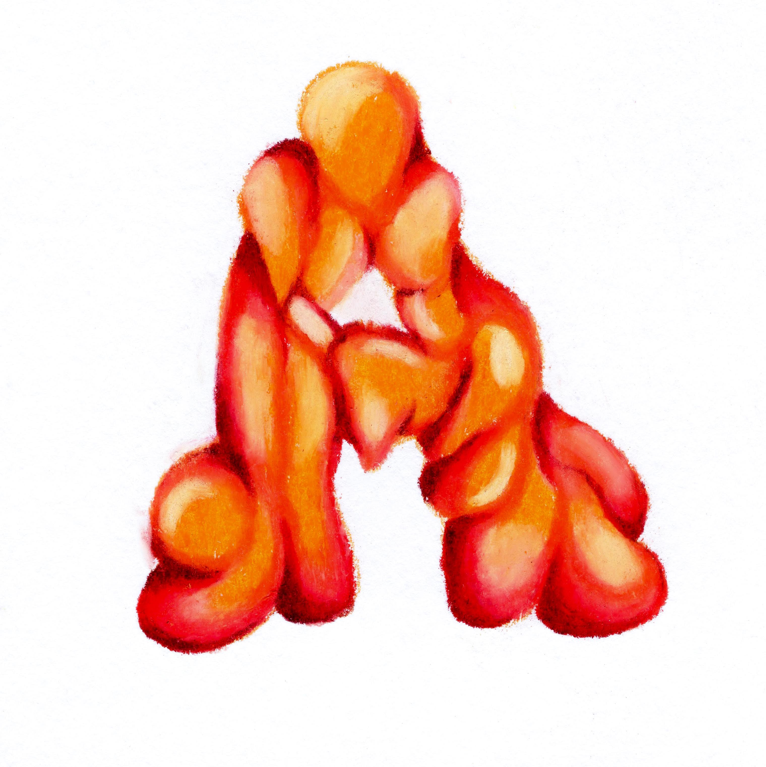 An A-shaped blob-like mass in orange. 212/365 of the 000/365 collection by charming cavatica