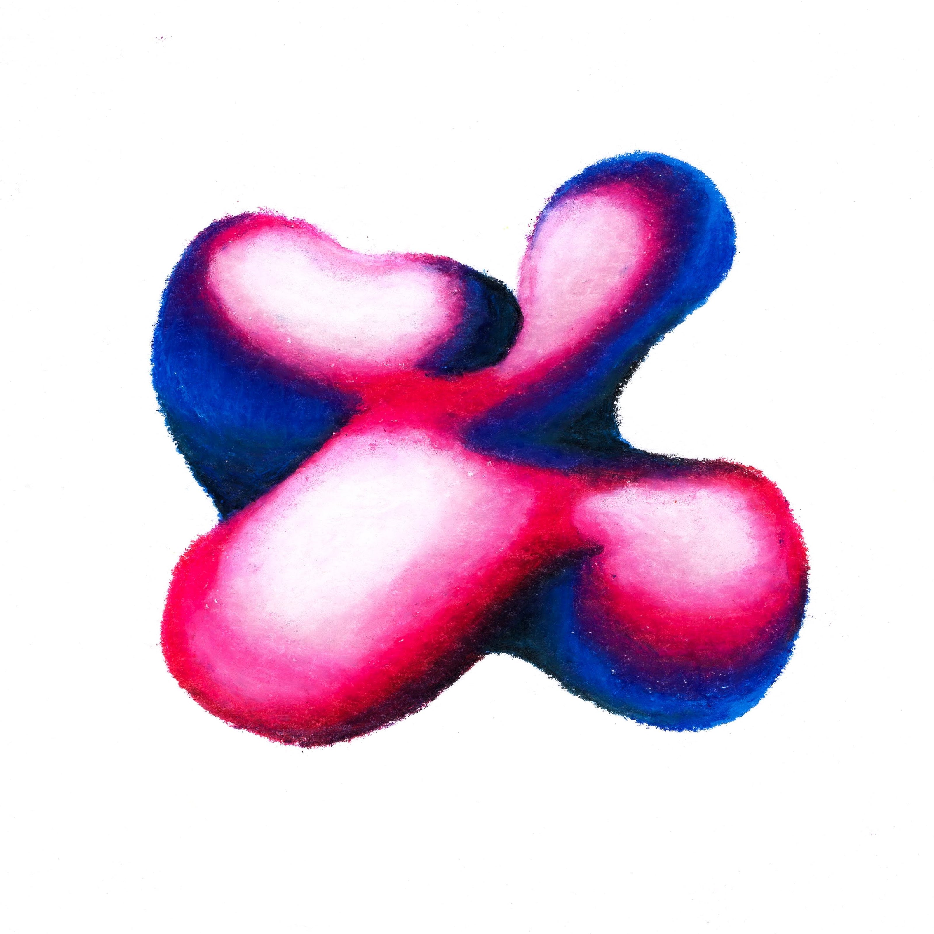 A hot pink and deep indigo blue coloured blob, appearing as if a misshapen letter X . 215/365 of the 000/365 collection by charming cavatica