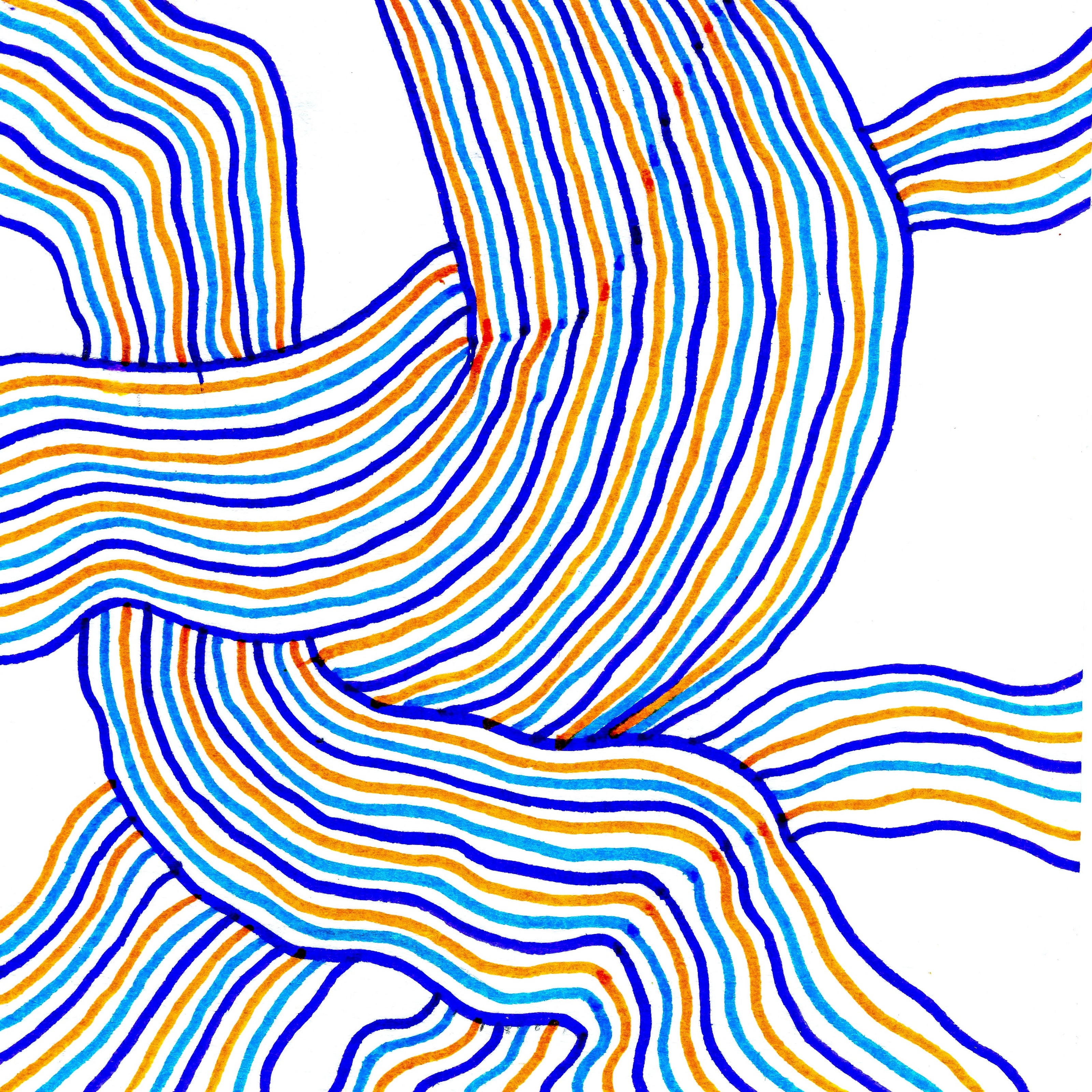 Inter-splicing lines layering atop one another, as if long thin sheets of colourful paper-thin candies have been wrapped around one another. 219/365 of the 000/365 collection by charming cavatica