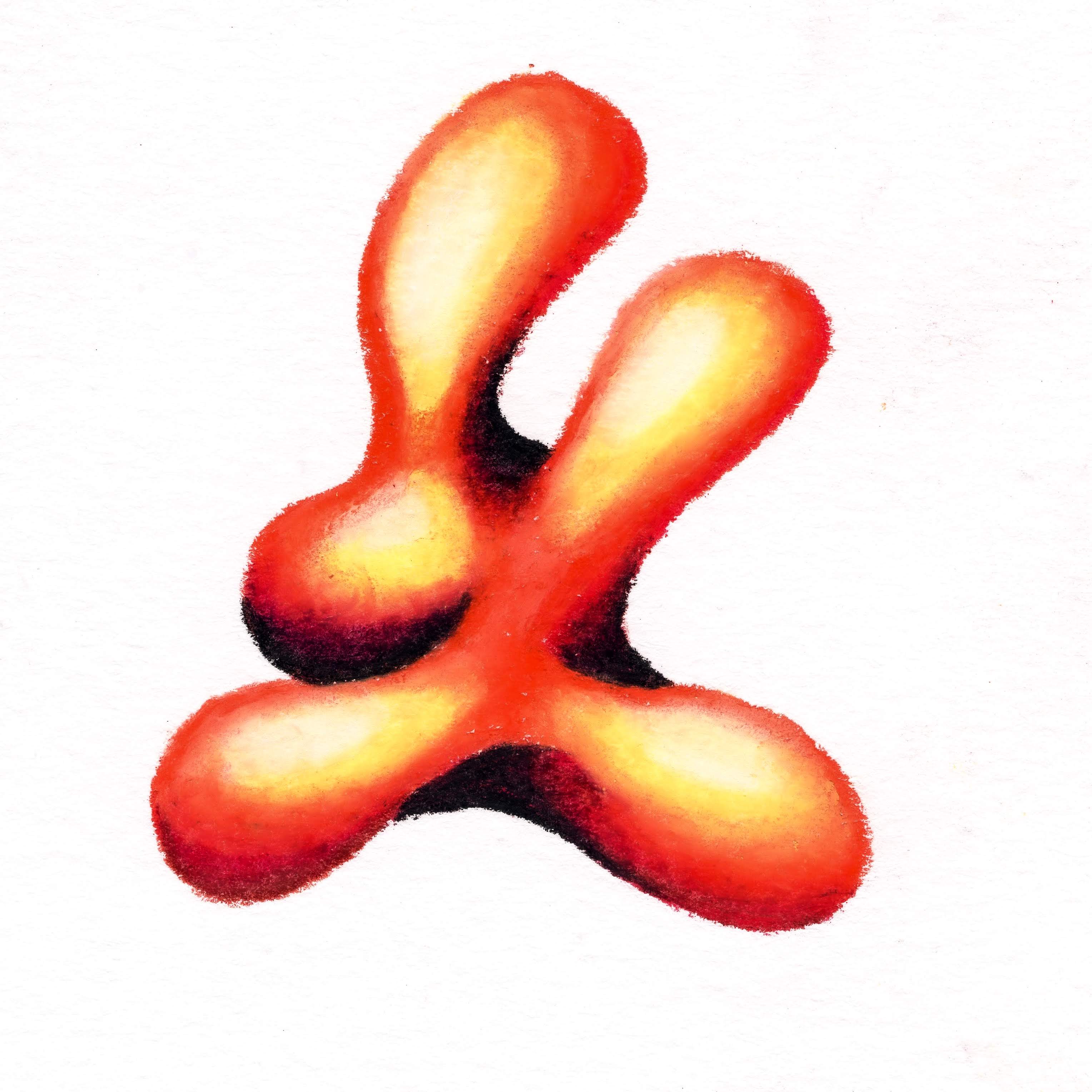 An orange coloured blob, appearing as if  raising blob-shaped arms to the sky. 221/365 of the 000/365 collection by charming cavatica