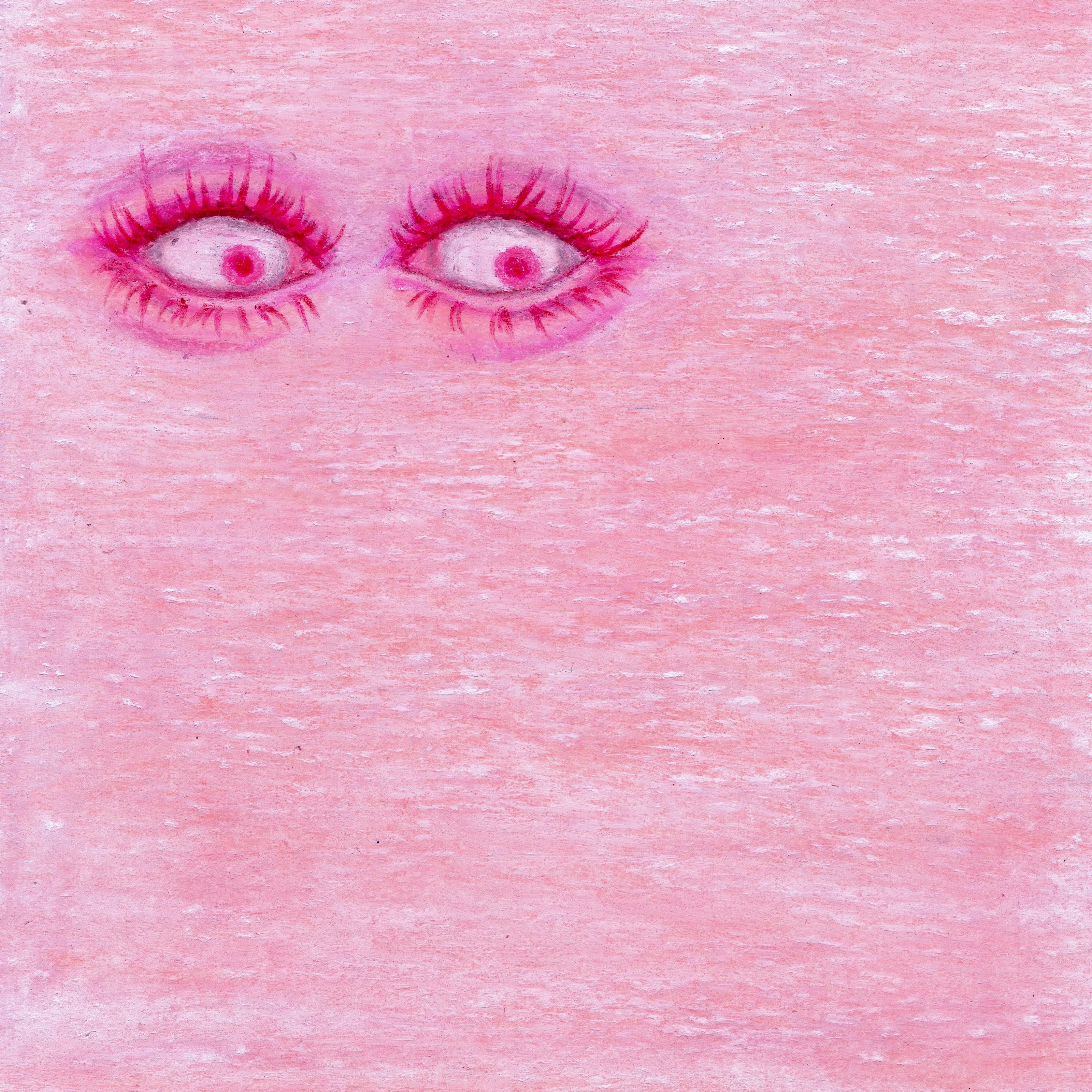A solid pink square with two shocked eyeballs on the top right corner. 260/365 of the 000/365 collection by charming cavatica
