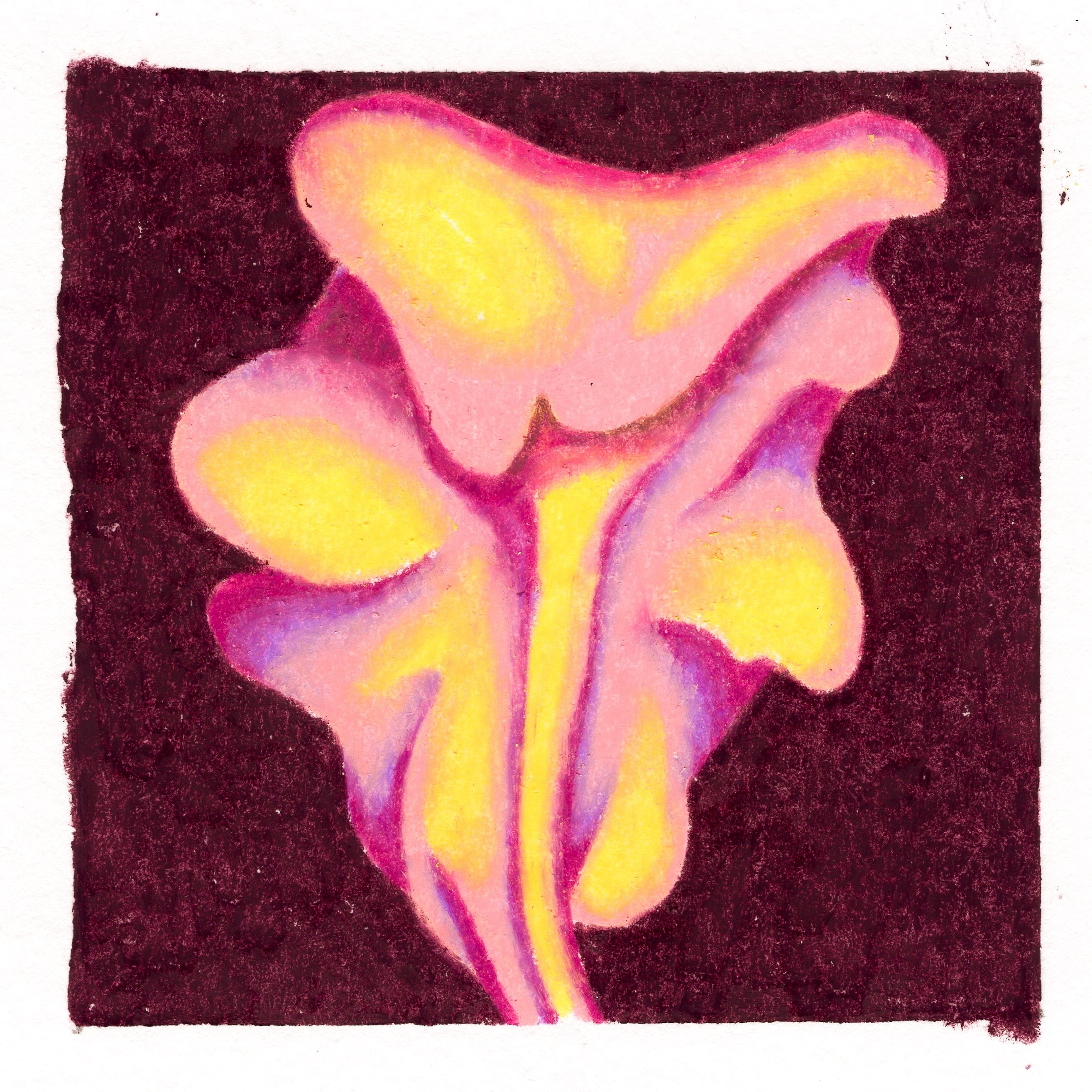A purple-yellow blob shaped like a leaf on a burgundy background. 286/365 of the 000/365 collection by charming cavatica