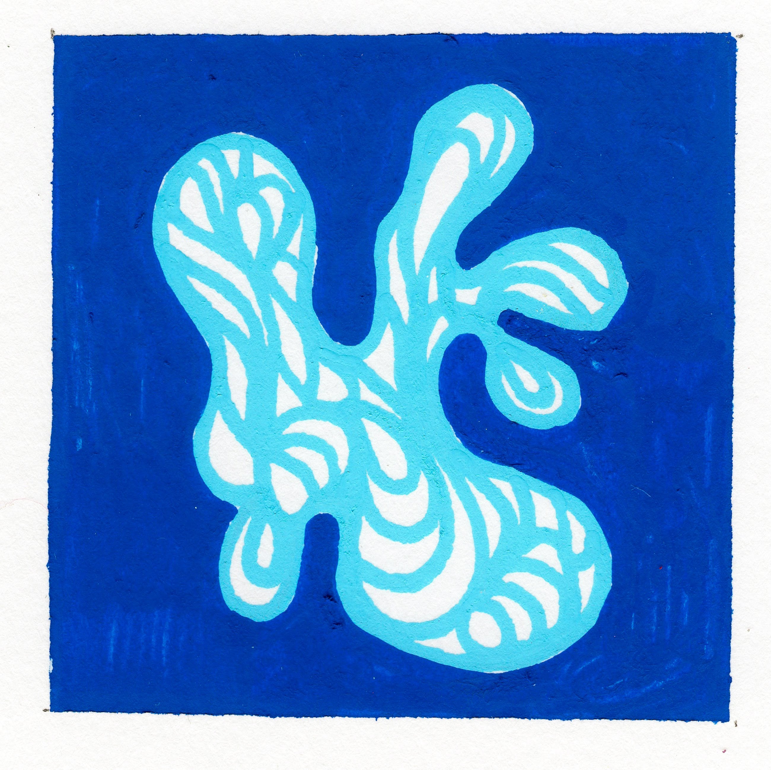 A blob containing teal blue wiggling lines atop a royal blue background. 290/365 of the 000/365 collection by charming cavatica