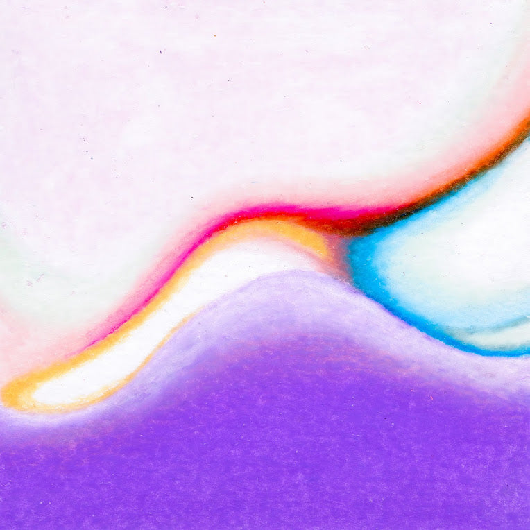 Three horizontal layers of colour. The bottom layer is solid royal blue, the top layer is light peach-pink, and the middle layer slices through the two tones with a blue, orange, and hot pink tentacle-shaped gradient blob. 299/365 of the 000/365 collection by charming cavatica
