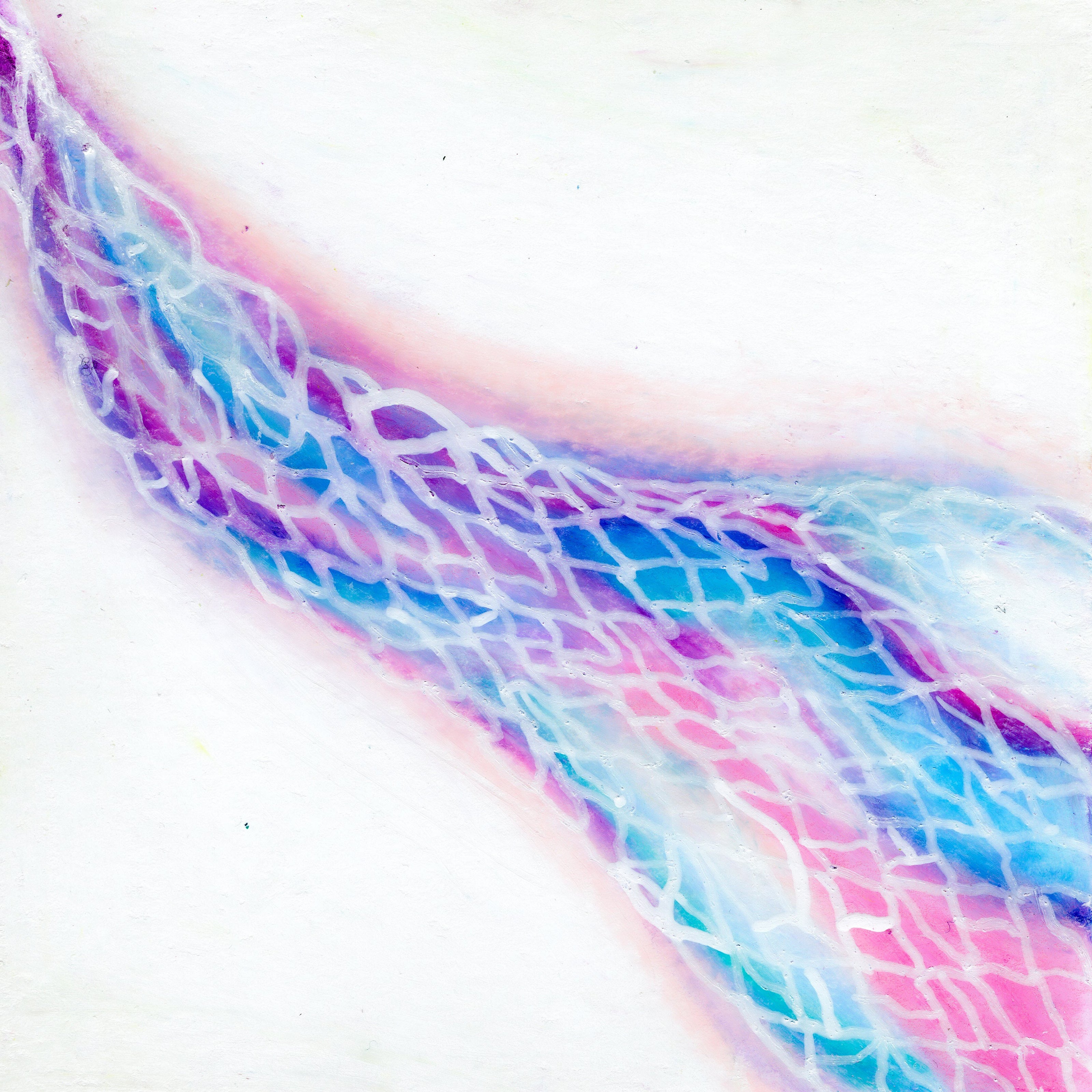 A twister of pastel  blue, purple, and pink laters with a white netted design overtop. A white background. 311/365 of the 000/365 collection by charming cavatica