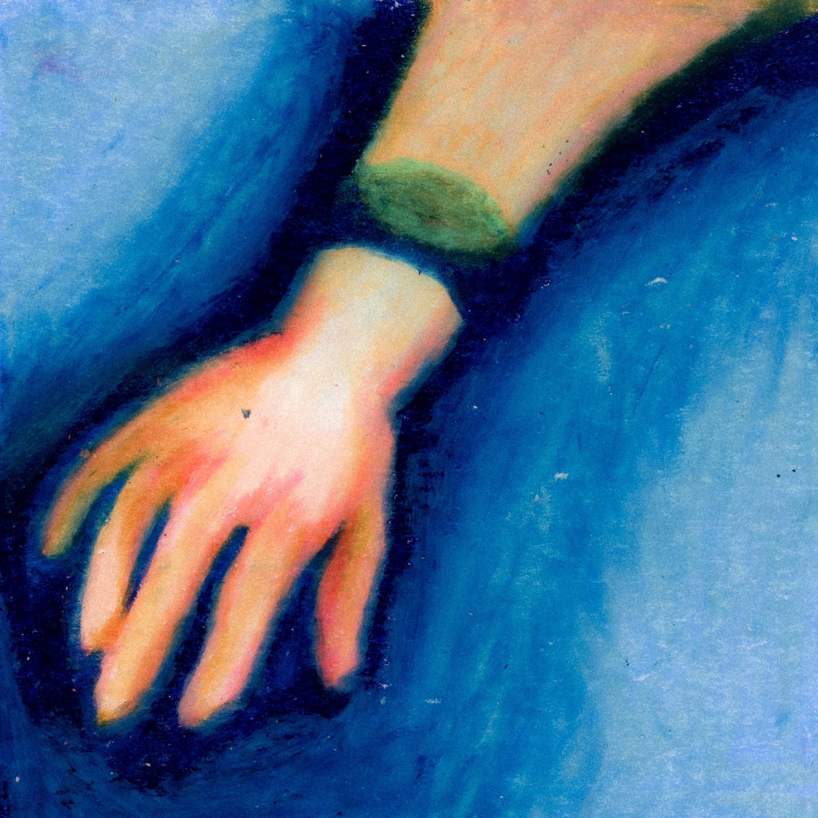 A light peach arm severed in half above the wrist. Blue background. 340/365 of the 000/365 collection by charming cavatica